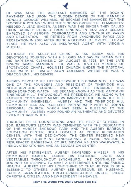 Deacon Aubrey Lee Barbour Sr.-obituary pt. II