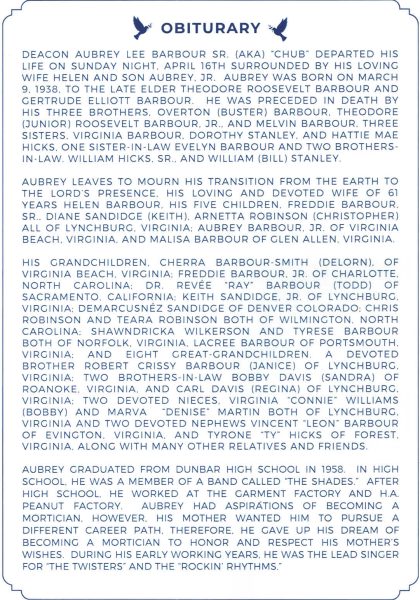 Deacon Aubrey Lee Barbour Sr.-obituary