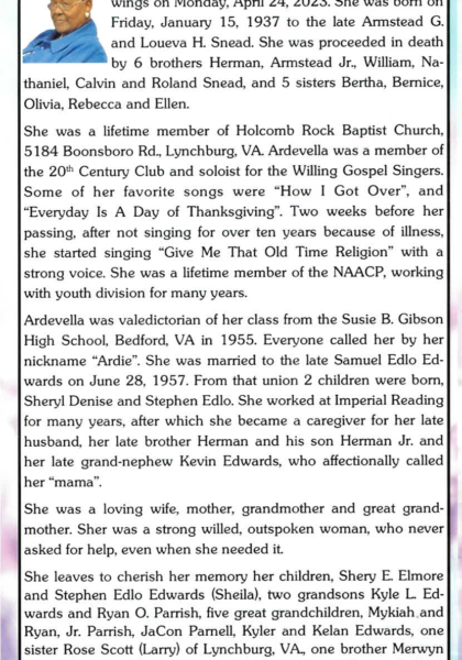 Ardevella Snead Edwards-obituary