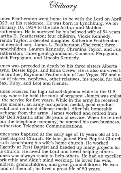 James Featherston-obituary