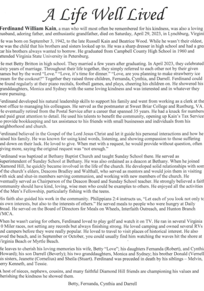 Ferdinand William Kain-obituary