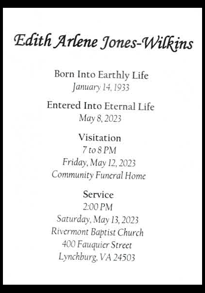 Edith Arlene Jones-Wilkins-obituary
