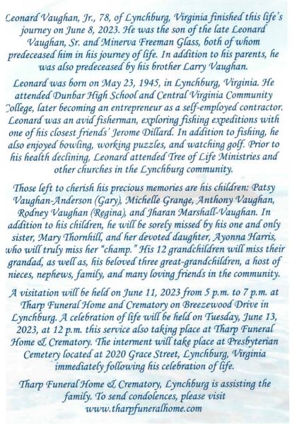 Leonard Vaughn Jr.-obituary
