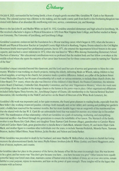 Geraldine W. Clark-obituary
