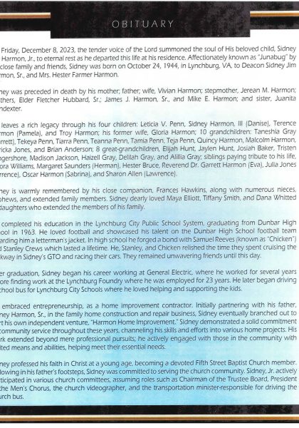 Sidney Harmon-obituary