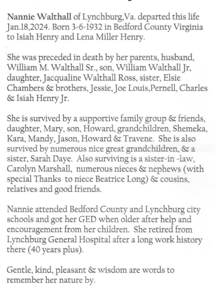 Nannie Walthall-obituary