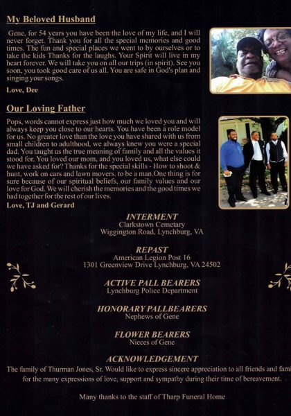 Thurman Eugene Jones Sr.-obituary pt. II