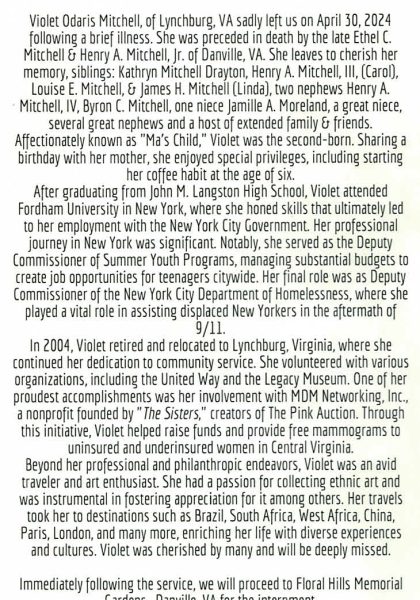 Violet O. Mitchell-obituary