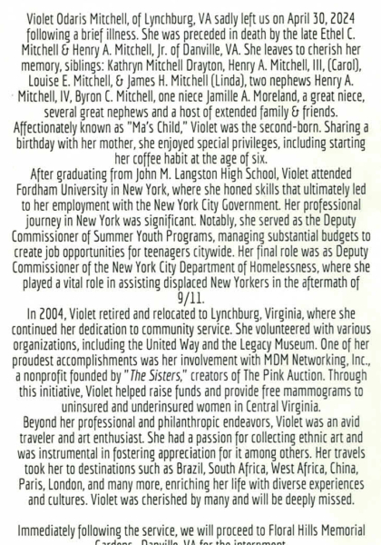 Violet O. Mitchell-obituary