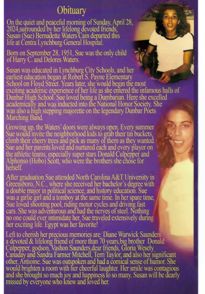 Susan Bernadette Waters Cain-obituary