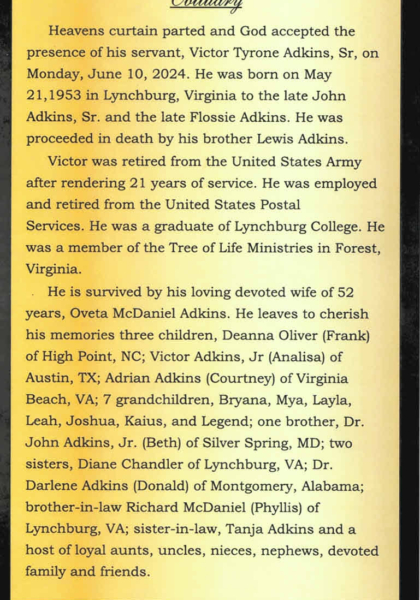 Victor Tyrone Adkins Sr.-obituary