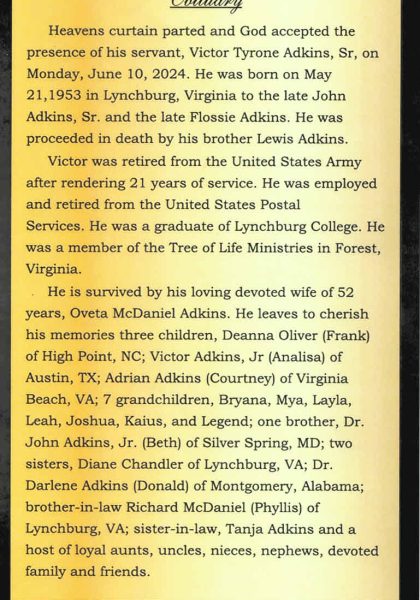 Victor Tyrone Adkins Sr.-obituary