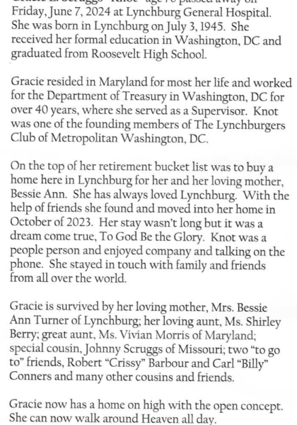 Gracie Elizabeth "Knot" Scruggs-obituary