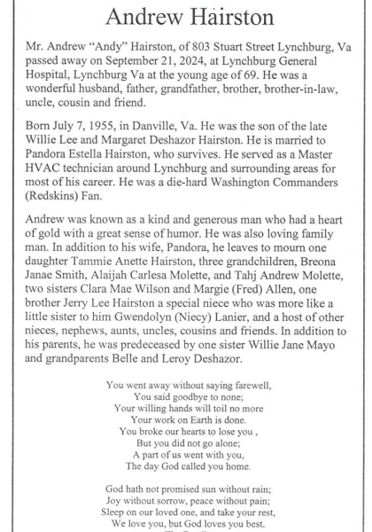 Andrew Hairston-obituary