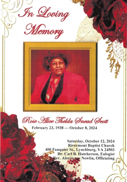 Rose Alice Thelda Snead Scott SGHS-'56