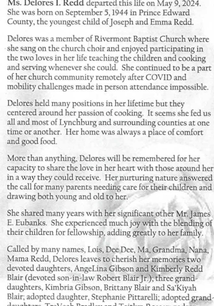 Delores I. "Mama" Redd-obituary