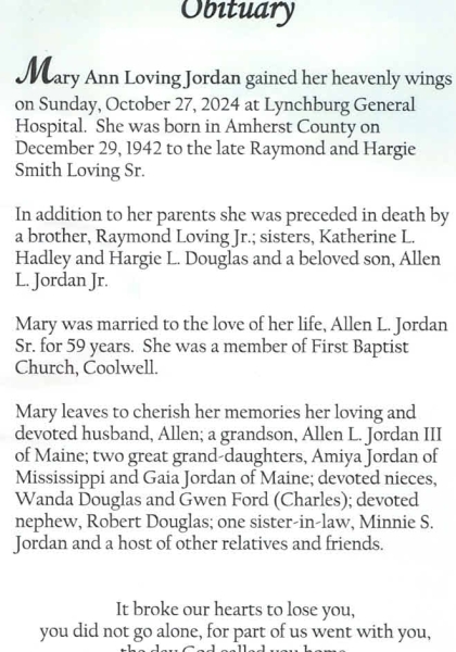 Mary Ann Loving Jordan-obituary