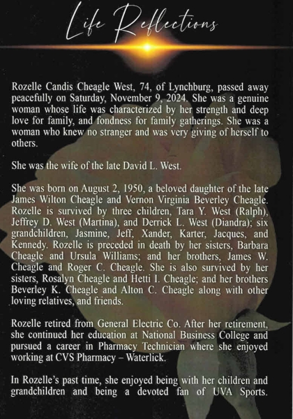 Rozelle Candis Cheagle West-obituary