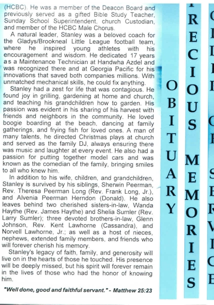 Stanley Edwin Peerman-obituary pt. II