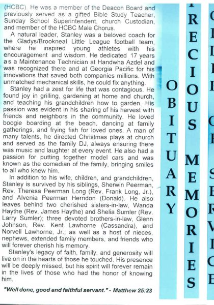 Stanley Edwin Peerman-obituary pt. II