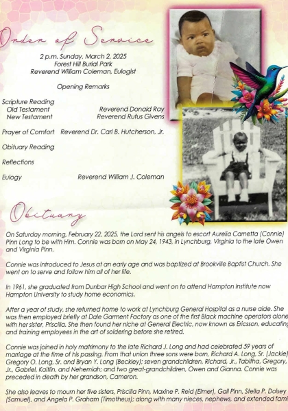 Aurelia Pinn Long-obituary