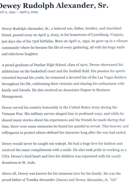 Dewey Rudolph Alexander Sr.-obituary pt 1.