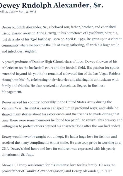Dewey Rudolph Alexander Sr.-obituary pt 1.