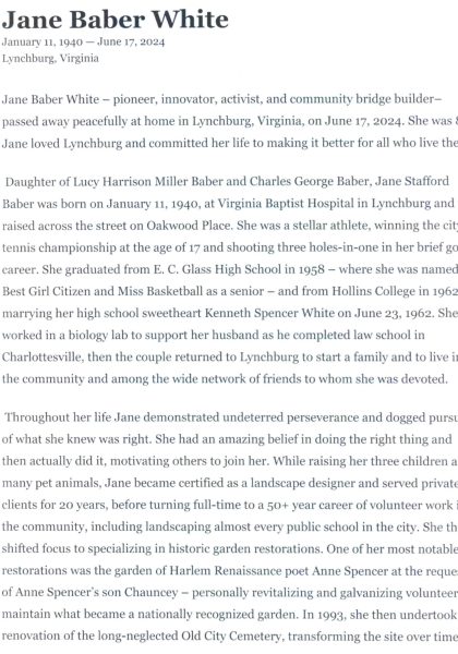 Jane Baber White-obituary