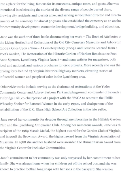 Jane Baber White-obituary pt. II.