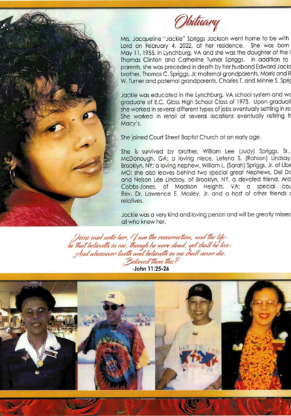 Jacqueline Spriggs Jackson-obituary Jacqueline Spriggs Jackson-obituary