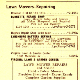 Got a broken lawnmower? They also fix bikes at Burnettes, went there when I bent my back rim showing off one day!