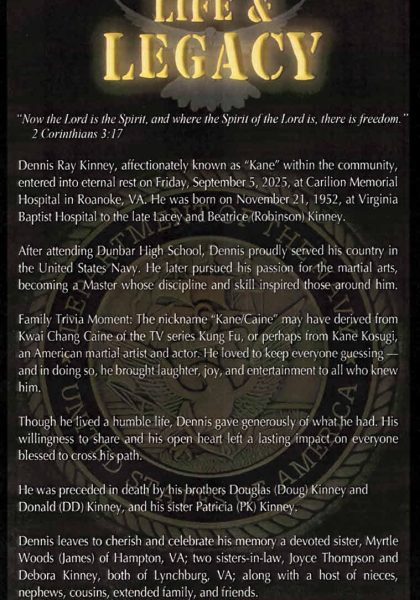 Dennis Ray "Kane" Kinney-obituary