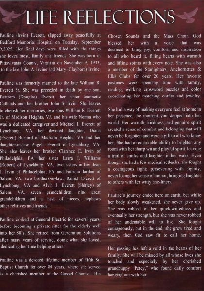 Pauline Irvin Everett-obituary