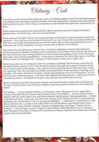 Bessie Mae Cook-obituary pt. II