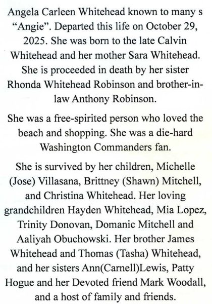 Angela Carleen Whitehead-obituary