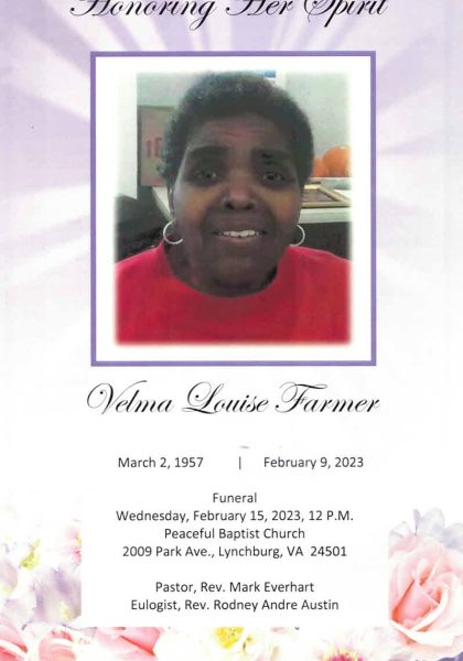 Velma Louise Farmer ACHS-'76.