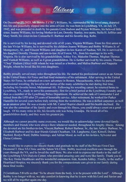 Bobby Jackson "BJ" Williams-obituary