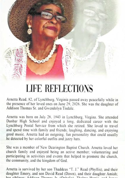 Arnetta Read-obituary